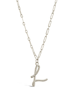 Textured Initial Charm Pendant Necklace