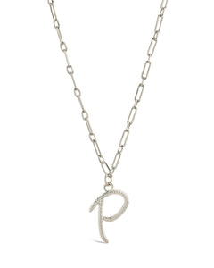 Textured Initial Charm Pendant Necklace