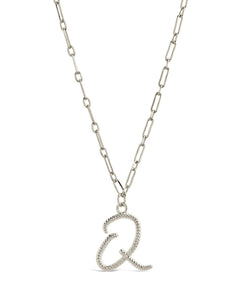 Textured Initial Charm Pendant Necklace