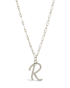 Textured Initial Charm Pendant Necklace