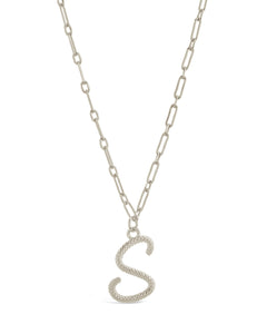 Textured Initial Charm Pendant Necklace