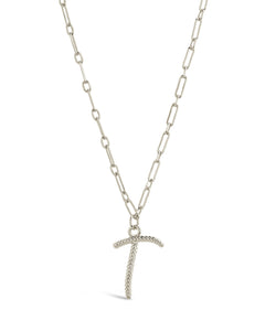Textured Initial Charm Pendant Necklace