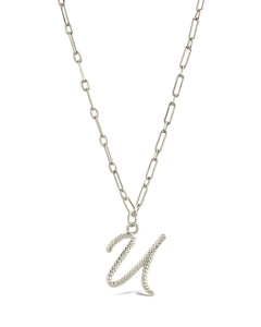 Textured Initial Charm Pendant Necklace