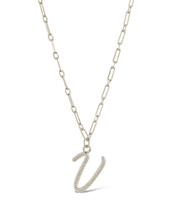 Textured Initial Charm Pendant Necklace