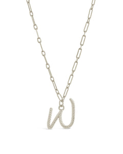 Textured Initial Charm Pendant Necklace