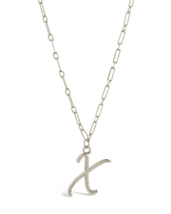 Textured Initial Charm Pendant Necklace