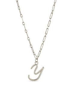 Textured Initial Charm Pendant Necklace