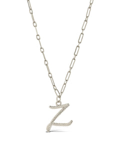 Textured Initial Charm Pendant Necklace
