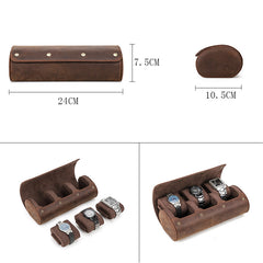 Vintage Crazy Horse Leather Watch Storage Box (Set of 3)
