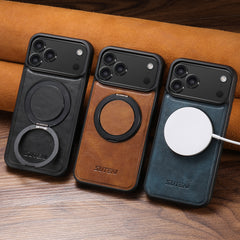 Magnetic Leather Phone Case with Ring Stand