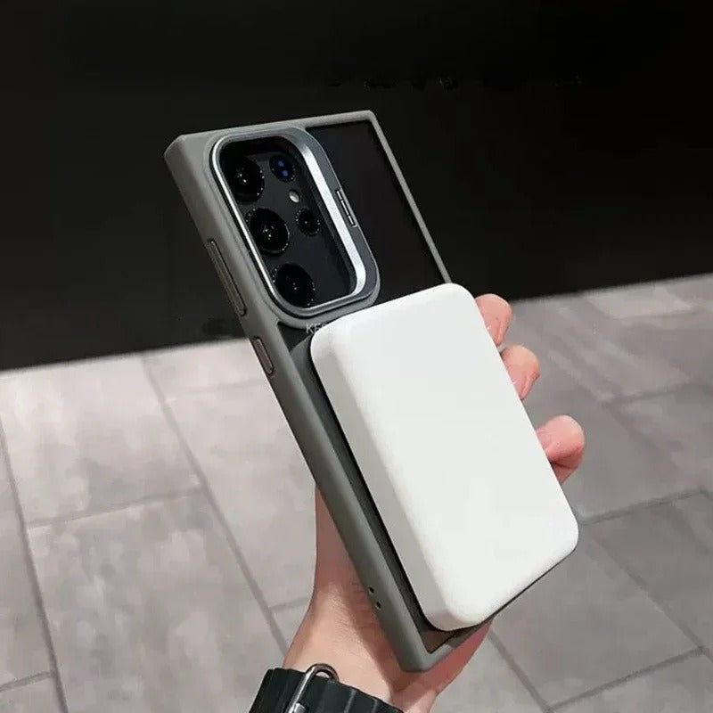 Magnetic Lens Frame Samsung Galaxy Case with Metal Kickstand