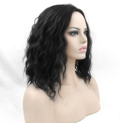 Black Short Curly Wig, High-Temperature Fiber Cosplay