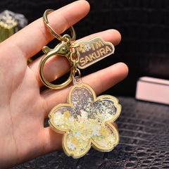Acrylic Cherry Blossom Heart Girl Car Keychain Pendant