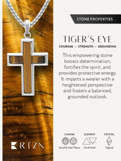 Tiger Eye Cross Pendant Necklace