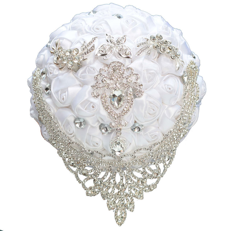 Bride's Wedding Bouquet, Luxury Handmade Rhinestone Floral
