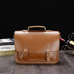 Retro Men's Horizontal Briefcase in Crazy Horse PU