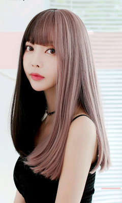 Multicolor Women's Wig with Bangs - Fashionable Style