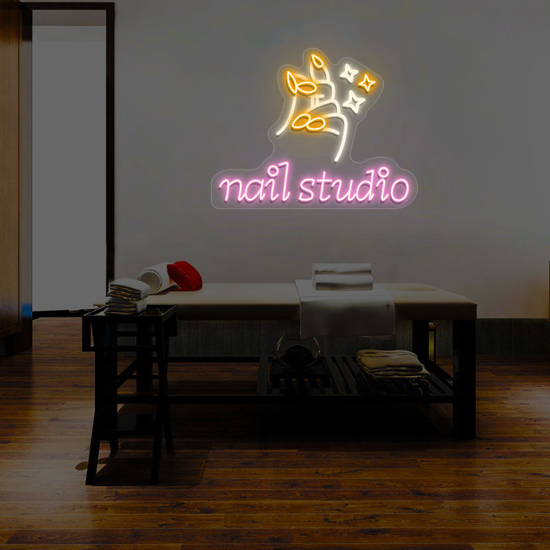 Nail Studio With Hand Multicolor Neon Sign | CNUS014482