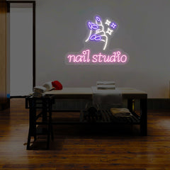 Nail Studio With Hand Multicolor Neon Sign | CNUS014482