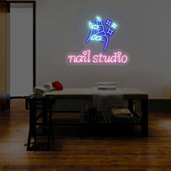 Nail Studio With Hand Multicolor Neon Sign | CNUS014482