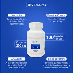 Fin Pen 250mg Capsules for Aquarium Fish – 100 Count – Water Care Support