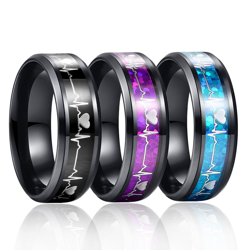 Heartbeat Metal Sheet Ring with Glue Drop Design