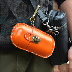 Genuine Leather Vintage Eyewear Storage Case with Hook