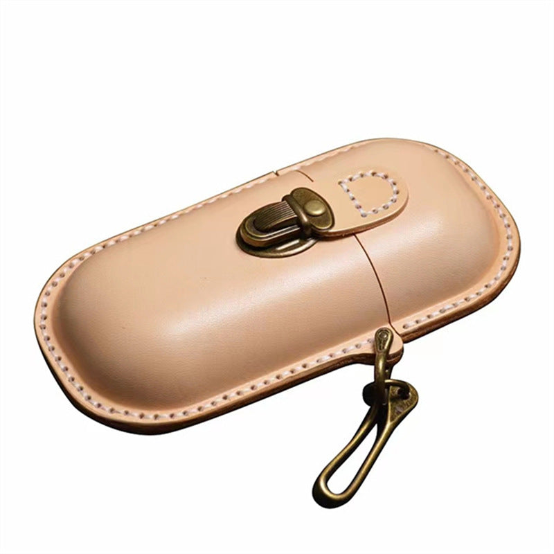 Genuine Leather Vintage Eyewear Storage Case with Hook