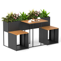Patio Furniture Set with Raised Garden Bed for Porch and Yard