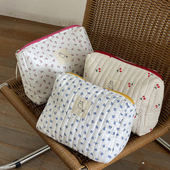 Korean Quilted Makeup Bag for Women - Cosmetic Pouch
