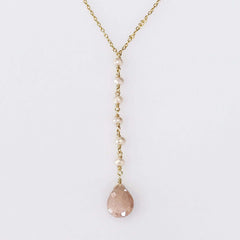 Peach Moonstone Yoga Pendant Necklace