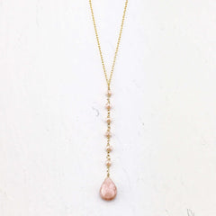 Peach Moonstone Yoga Pendant Necklace
