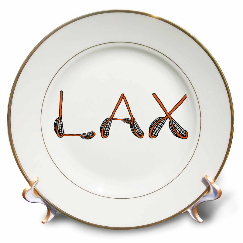 3dRose Funny Cute LAX Crossed Lacrosse Sticks Sports Design - Plates (cp-364590)