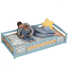 Twin Floor Bed with Safety Guardrails for Kids - Montessori Inspired