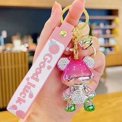 Electroplated Diamond Bear Keychain Hanging Ornament