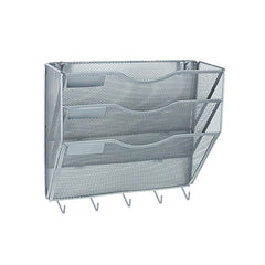 Metal Wall-Mounted File Organizer with Hooks (3-Tier)