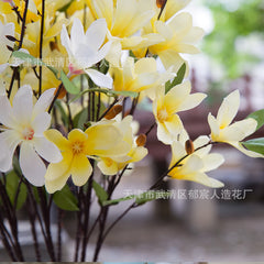 Realistic Magnolia Silk Flower for Wedding Decor (Single Stem)