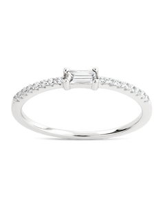 Sterling Silver Thin Clear CZ Stacking Birthstone Ring