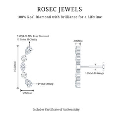 Simple Diamond Curved Crawler Earring for Helix Piercing