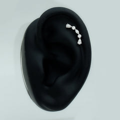 Simple Diamond Curved Crawler Earring for Helix Piercing