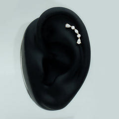 Simple Diamond Curved Crawler Earring for Helix Piercing