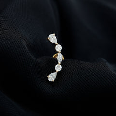 Simple Diamond Curved Crawler Earring for Helix Piercing