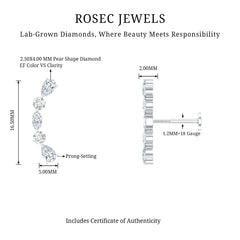 Simple Diamond Curved Crawler Earring for Helix Piercing