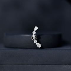 Simple Diamond Curved Crawler Earring for Helix Piercing