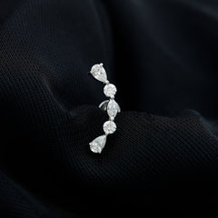 Simple Diamond Curved Crawler Earring for Helix Piercing