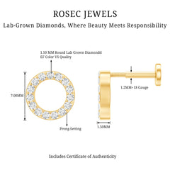 Simple Diamond Open Circle Earring with Flat Back