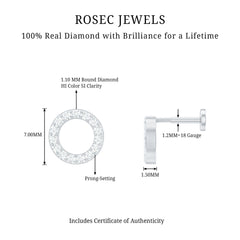 Simple Diamond Open Circle Earring with Flat Back