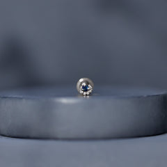 Dainty Blue Sapphire and Diamond Moon Helix Earring