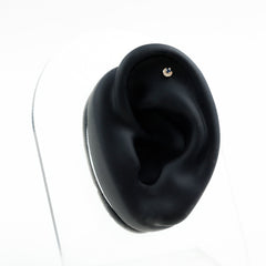 Dainty Blue Sapphire and Diamond Moon Helix Earring