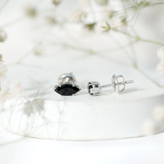 1.68 Carat Marquise Cut Lab Grown Black Diamond Stud Earrings